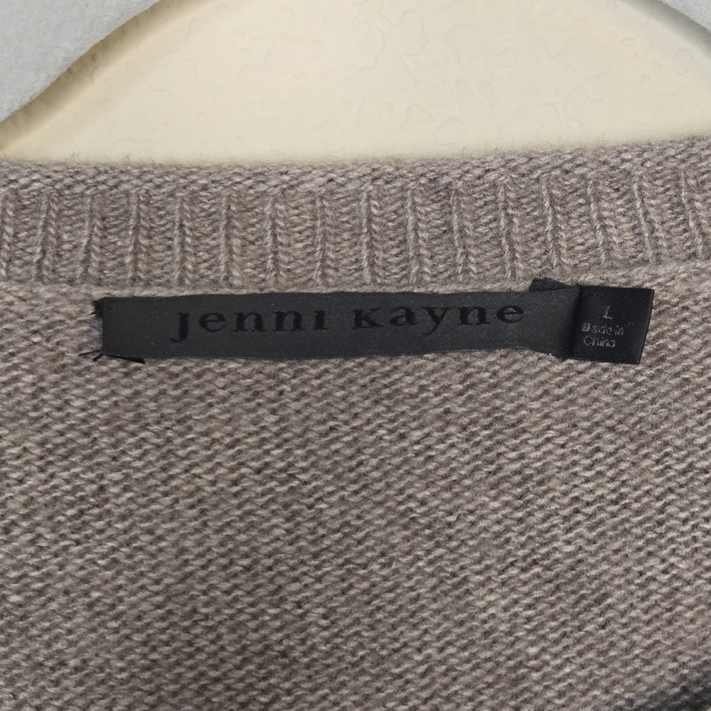 Jenni Kayne Everyday Sweater Taupe Wool Cashmere Blend Quiet Luxury Pullover L - Picture 7 of 10